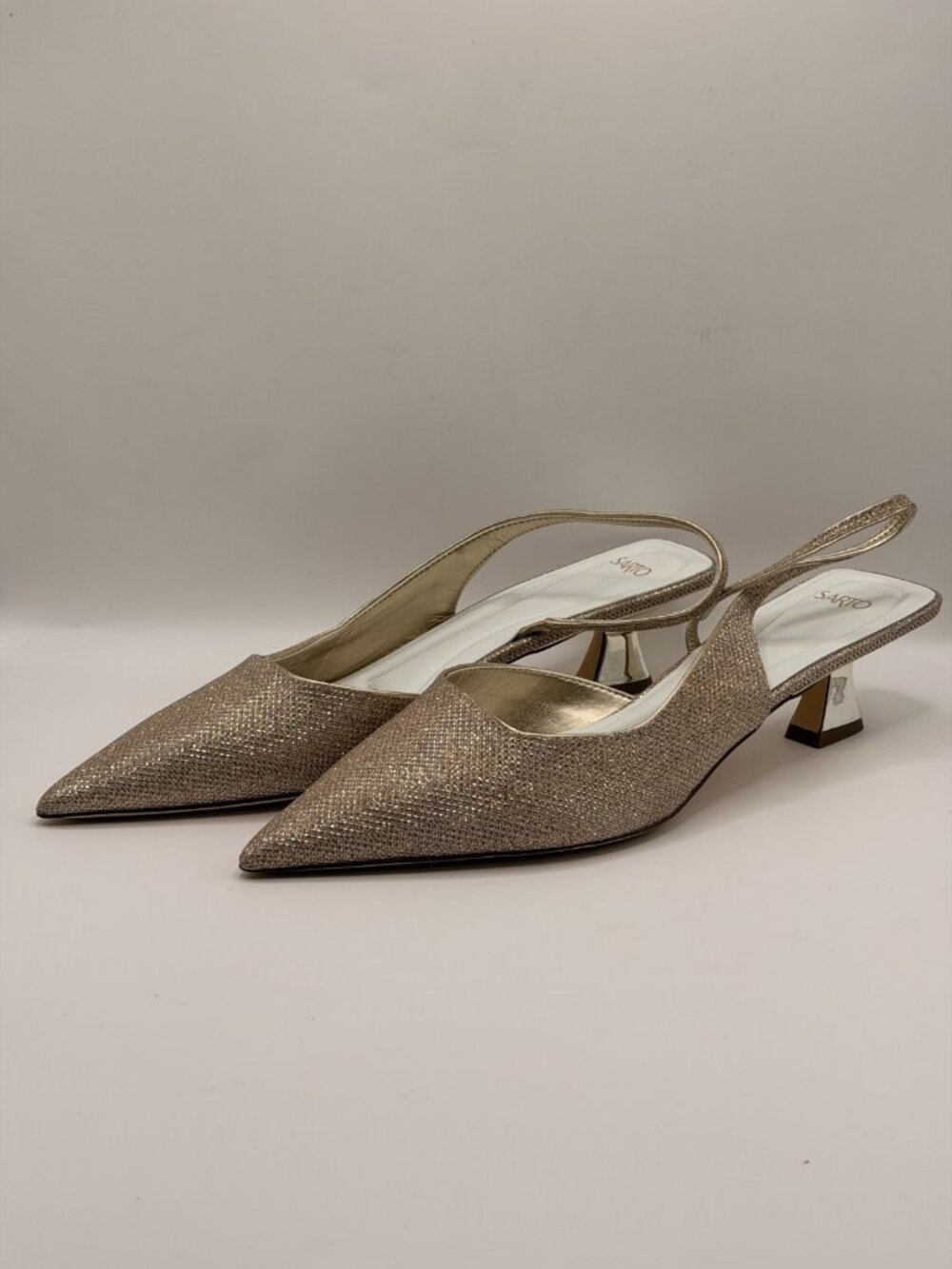 Franco Sarto Womens Devin 2 Metallic Fabric Kitten Heel Slingback Sz 10 M